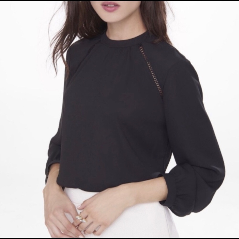 Express Red Long Sleeve Sheer Blouse